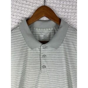 BCG Golf Polo Shirt Mens Large Gray White Striped Performance Stretch